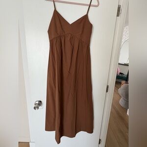 Chic Brown Spaghetti Strap Maxi Dress